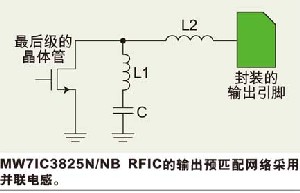 MW7IC3825N/NB RFIC的輸出預匹配網絡采用并聯電感。。