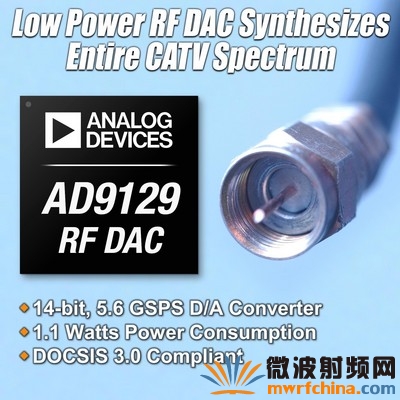 ADI推出兩款DOCIS 3.0兼容型RF DAC