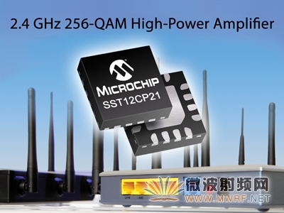 Microchip推出全新2.4 GHz 256-QAM射頻高功率放大器