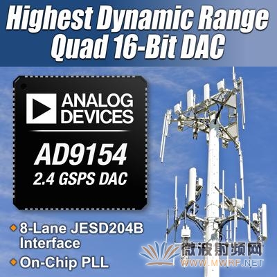 ADI推出四通道、2.4 GSPS、16位數DAC AD9154