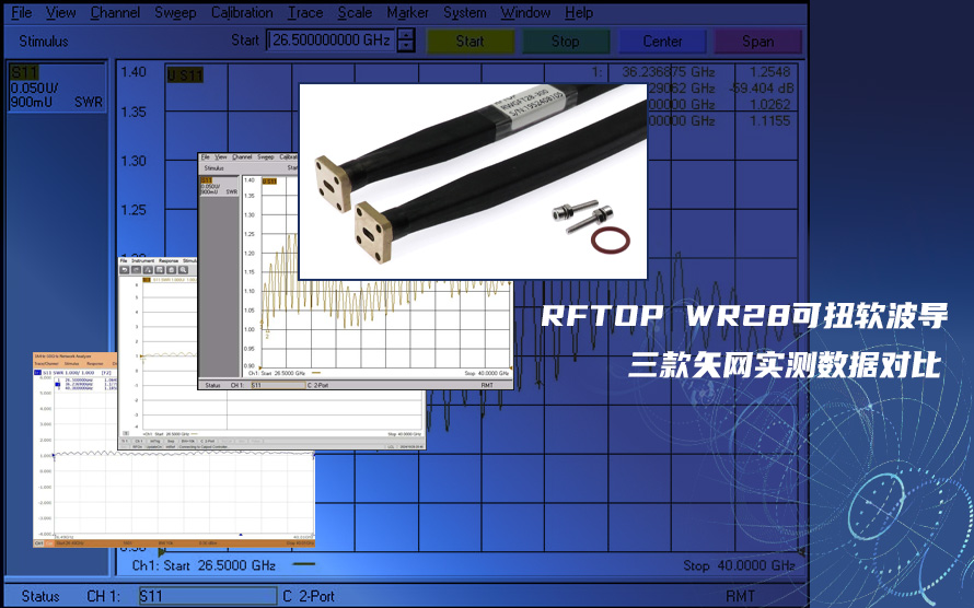 RFTOP WR28可扭軟波導三款矢網實測數據對比